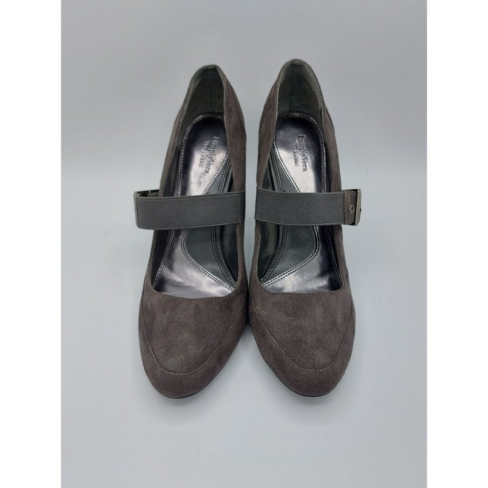 Simply Vera Vera Wang Heels Womens Size 9 M Faux Suede Buckle 3" Heel Brown